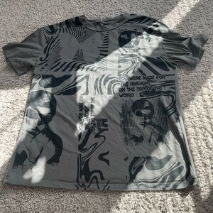 SHEIN Gray Artistic Short Sleeve Tee